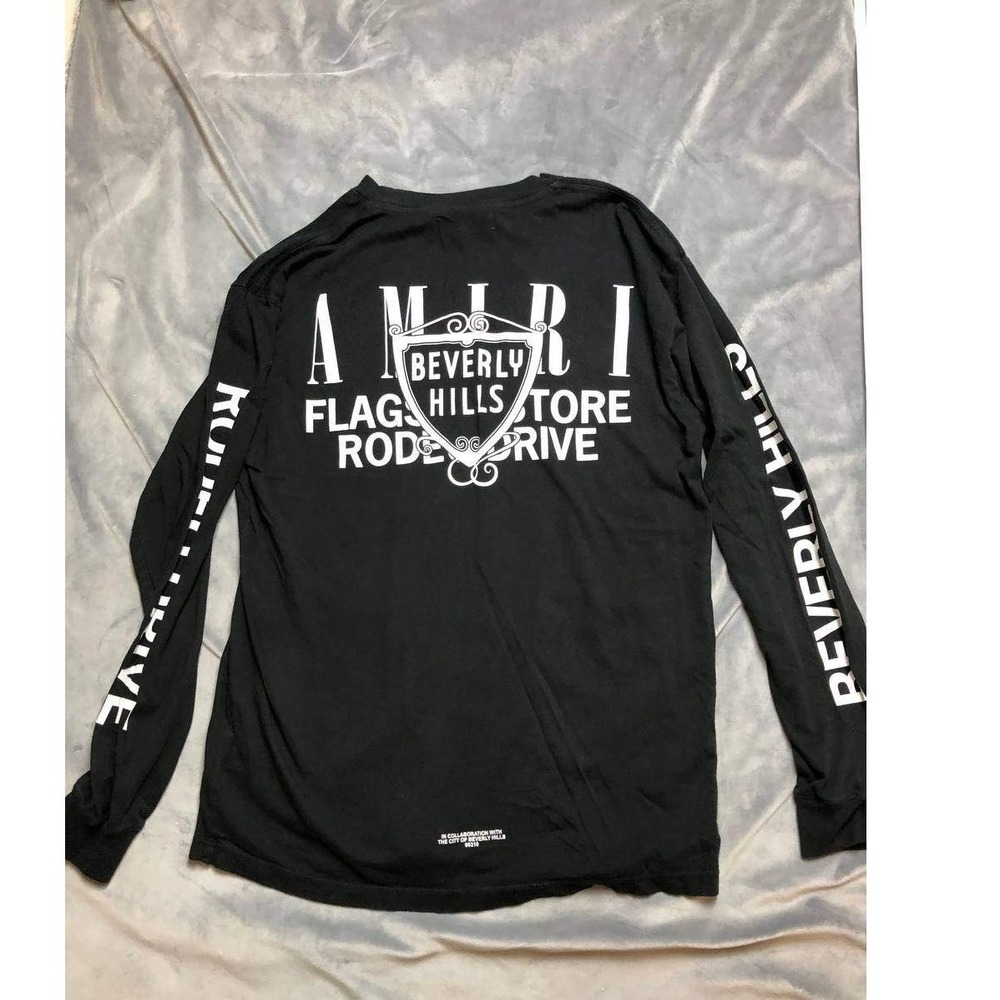 Authentic Amiri Beverly Hills Rodeo Drive Long Sleeve T-Shirt Black Size M
